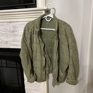 Free People Dolman Olive Green Quilted Jacket Size XS
